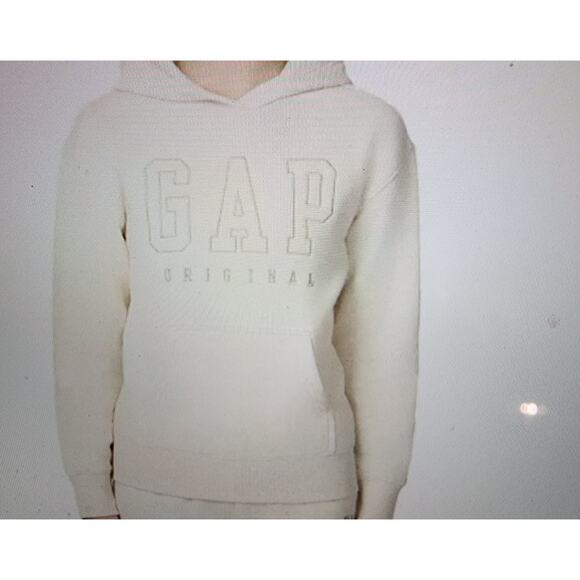 GAP Youth Fleece Beige Hoodie Unisex Y2K Cozycore Medium New With Tags - Picture 8 of 11